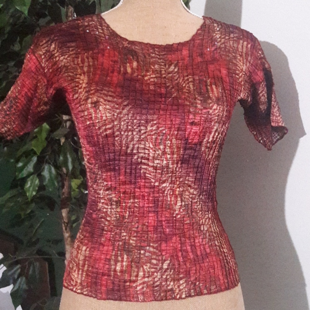 Stretch Top M  burgundy gold